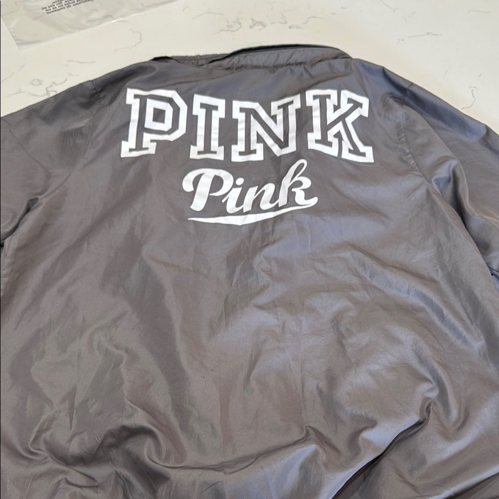 PINK Victoria's Secret Gray Jacket with Blue and Yellow Zipper - Picture 13 of 13